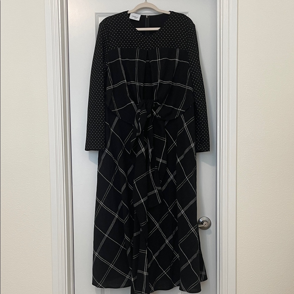 EUC! Akris Punto Contrast Print Black and White Maxi Dress, Size 14 - Picture 6 of 9